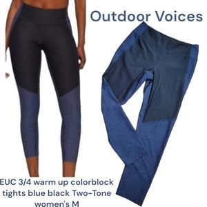 Outdoor Voices 3/4 warm up colorblock tights blue black Two-Tone women's M